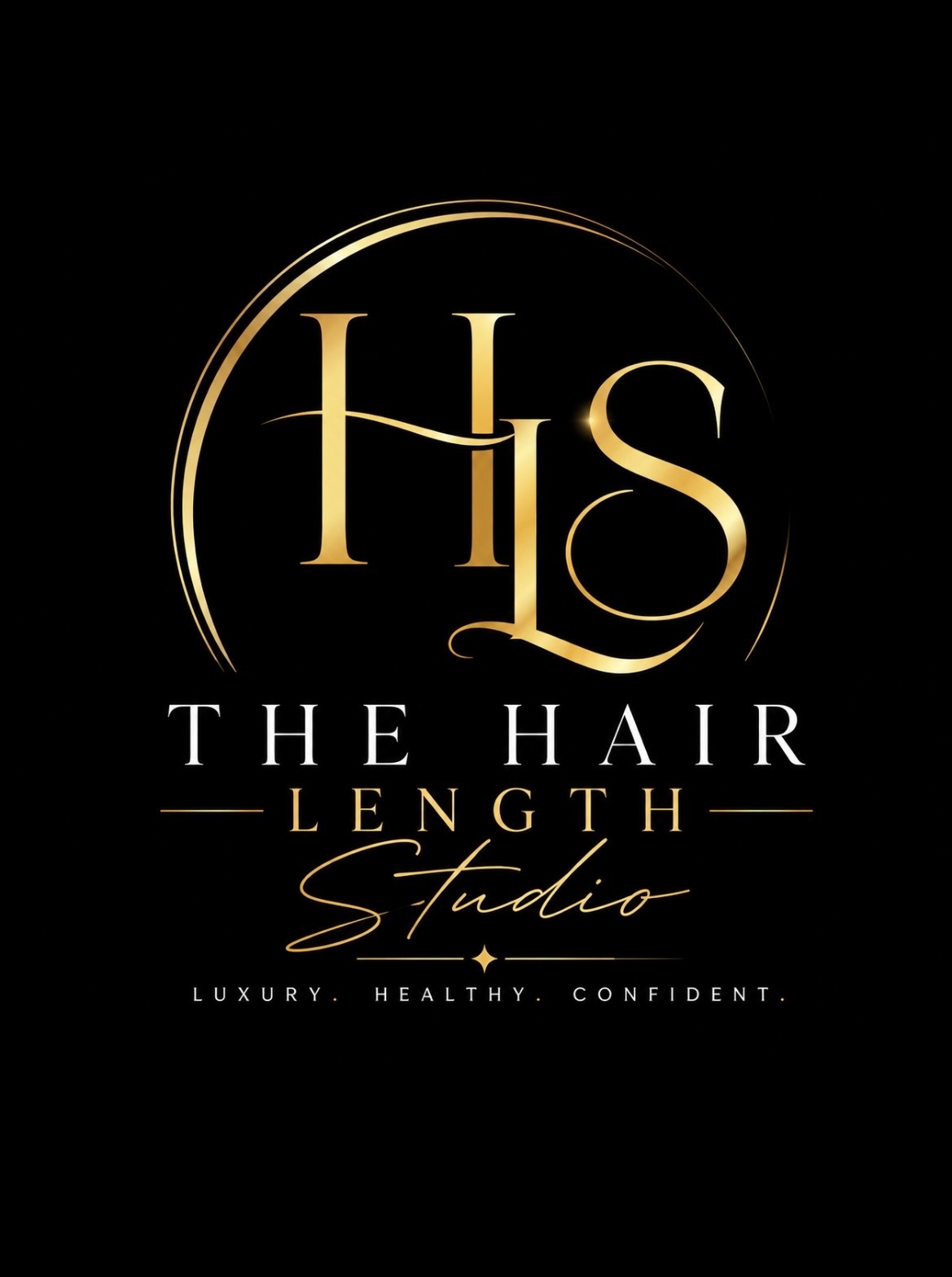 The Hair Length Studio logo — Luxury. Healthy. Confident.