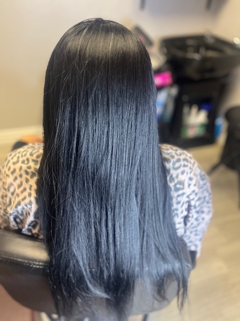 Sleek straight hair result